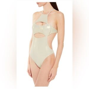 Melissa Odabash Open Back Cut-out Metallic Swimsuit Size IT 44